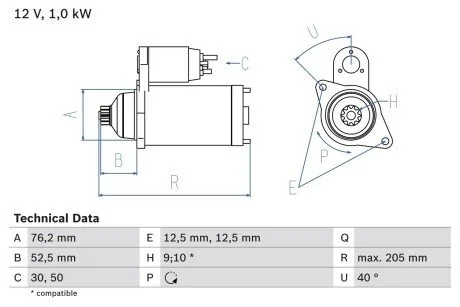 Стартер BOSCH 0 986 020 290