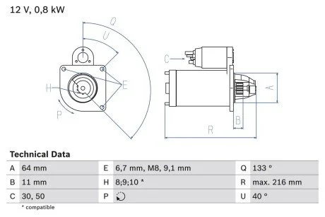 Стартер BOSCH 0 986 021 590