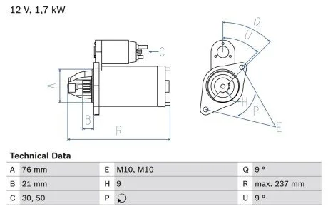 Стартер BOSCH 0 986 021 980