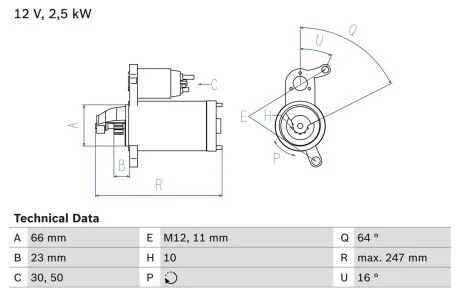 Стартер BOSCH 0986024040