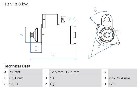 Стартер BOSCH 0986025070