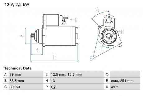 Стартер BOSCH 0986026340