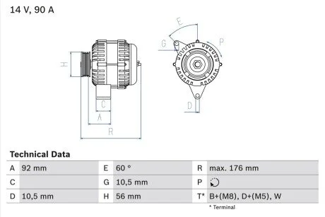 Генератор BOSCH 0 986 038 170