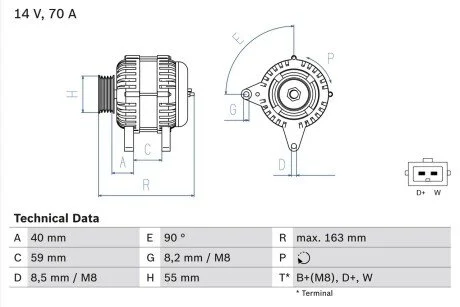 Генератор BOSCH 0986038390