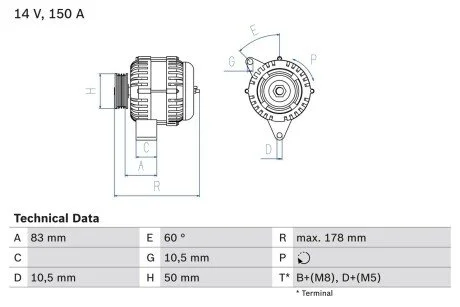 Генератор BOSCH 0 986 041 520