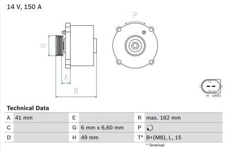 Генератор BOSCH 0 986 041 750
