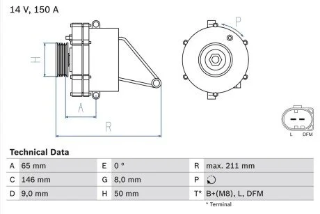 Генератор BOSCH 0986041760