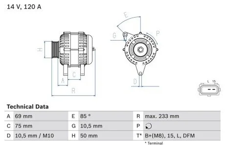 Генератор BOSCH 0 986 041 810
