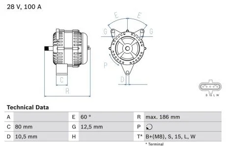 Генератор BOSCH 0 986 042 590