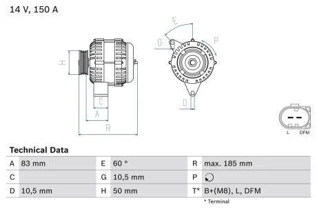 Генератор BOSCH 0 986 047 560