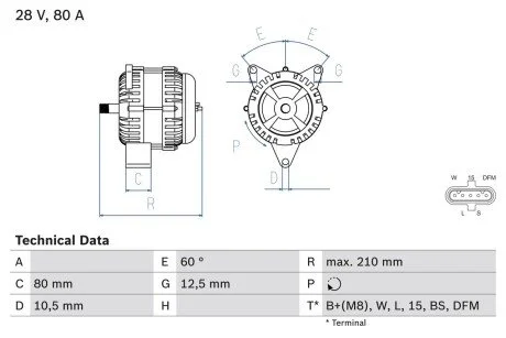 Генератор BOSCH 0 986 048 100