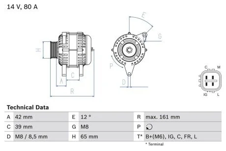 Генератор BOSCH 0 986 080 570