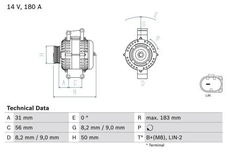 Генератор BOSCH 0986083670