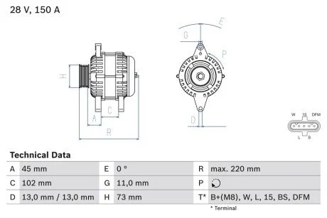 Генератор BOSCH 0 986 084 470 (фото 1)