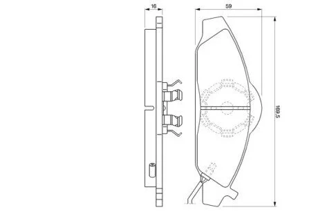 Тормозные колодки дисковые DAEWOO Korando/Musso 2.3,2.9,3.2 -05 BOSCH 0986424551