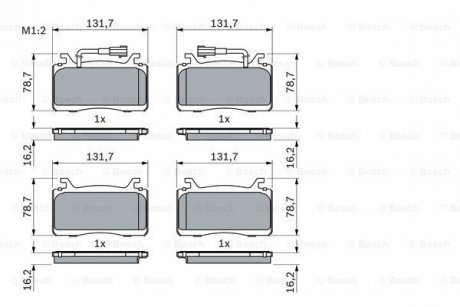 Гальмівні колодки, дискові BOSCH 0986424851 (фото 1)