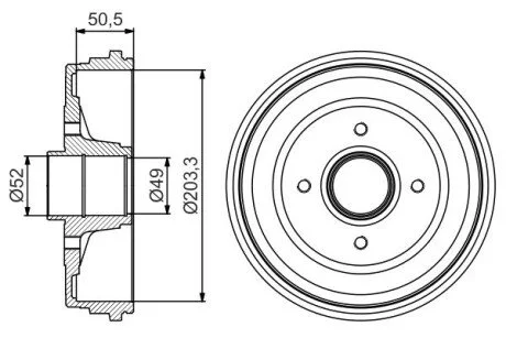 Гальмівний барабан задн RENAULT CLIO II, CLIO II/HATCHBACK, CLIO III, CLIO III/HATCHBACK, MODUS, THALIA I 1.2-2.0 09.98- BOSCH 0986477206