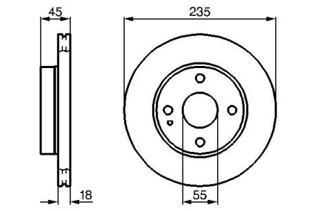 Тормозной диск MAZDA 121/121/Metro/323/MX-5 \&#039;\&#039;F BOSCH 0986478241 (фото 1)