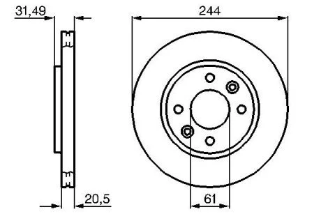 Тормозной диск перед. (вентил.) RENAULT 21 2,1D/TD 86-95 BOSCH 0986478278