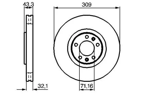 Тормозной диск пер. PEUGEOT 607 3.0 v6 BOSCH 0986479027
