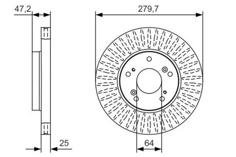 Гальмівний диск HONDA Civic \'\'F \'\'1,3-2,2 \'\'11>> BOSCH 0986479B01 (фото 1)