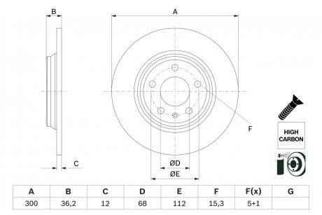 Гальмівний диск AUDI/VW A4/A6/A8/Q5 \'\'F D=318mm \'\'15>> BOSCH 0986479E33 (фото 1)