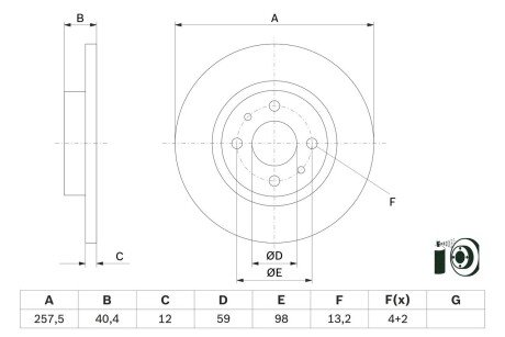 TARCZA HAM. FIAT 500 0.9 13- BOSCH 0986479E65