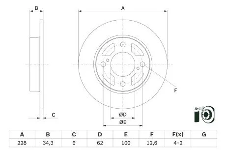 Тормозной диск BOSCH 0 986 479 F38 (фото 1)