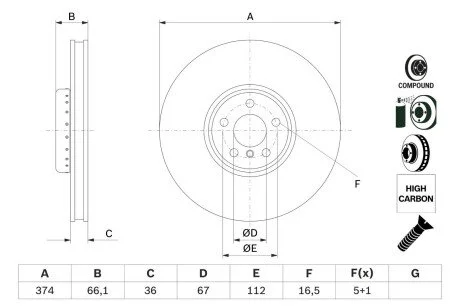 Гальмівний диск двосекційний BOSCH 0 986 479 F54