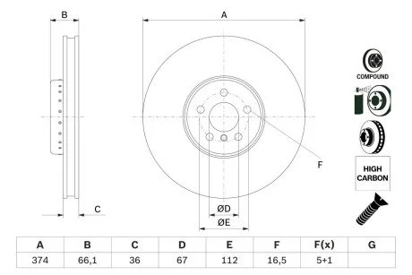 Гальмівний диск двосекційний BOSCH 0 986 479 F60
