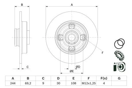 Тормозной диск с подшипником BOSCH 0 986 479 F74