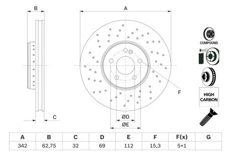 Тормозной диск BOSCH 0986479G40