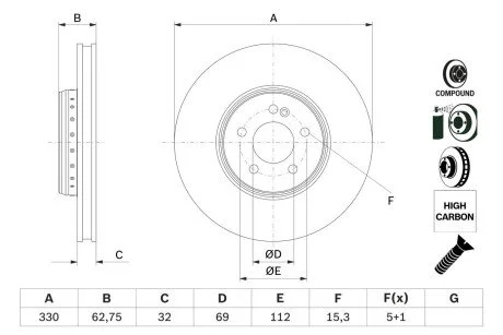 Тормозной диск двухсекционный BOSCH 0986479G43 (фото 1)
