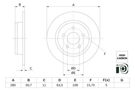 Диск торм зад. FORD TOURNEO CONNECT 13- BOSCH 0986479G71