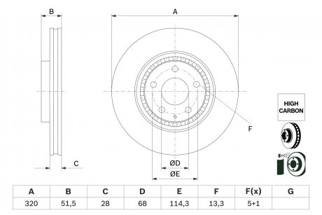 TARCZA HAM. MAZDA P. 6/CX-5/CX-9 2,2 D/2,5 16- BOSCH 0986479H02 (фото 1)