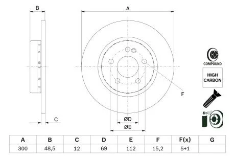 Brake Disc BOSCH 0986479H49
