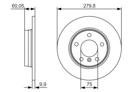 Гальмівний диск BMW E36/E46 316/328 \'\'R PR2 BOSCH 0986479S34 (фото 1)