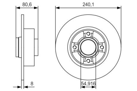 Гальмівний диск RENAULT Clio/Megane/Modus/Twingo/Wind \'\'R \'\'1.2-2.0 \'\'02>> PR2 BOSCH 0986479S37 (фото 1)