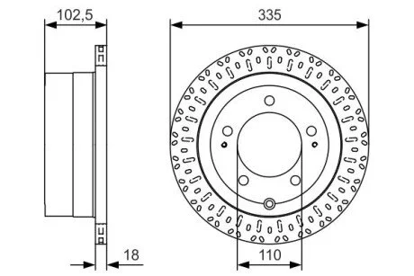 Тормозной диск TOYOTA Land Cruiser J6/J7/J10 \'\'R\'\'98-07 PR2 BOSCH 0986479U32