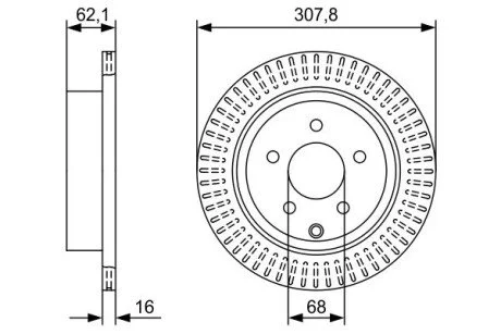 Гальмівний диск INFINITI/NISSAN FX/M/Q70/Q50/JX/QX60/QX70/FX35/Murano/Pathfinder \'\'R \'\'3,5-4,5 \'\'08- BOSCH 0986479W11 (фото 1)