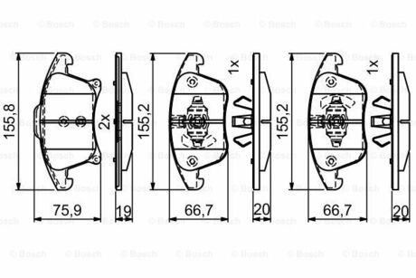 FORD Колодлки торм. пер. Mondeo 14-, Galaxy, S-Max 15- BOSCH 0986495407 (фото 1)