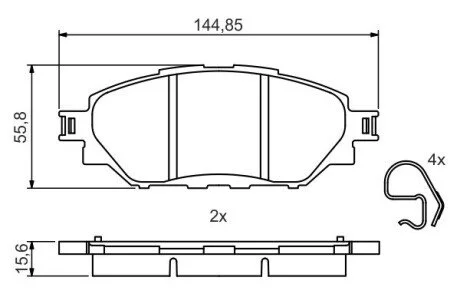 Колодки гальмівні (передні) Toyota Hilux 05-/Fortuner 04-15 BOSCH 0986495425 (фото 1)