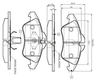 Комплект гальмівних колодок, дискове гальмо BOSCH 0986TB2030 (фото 1)