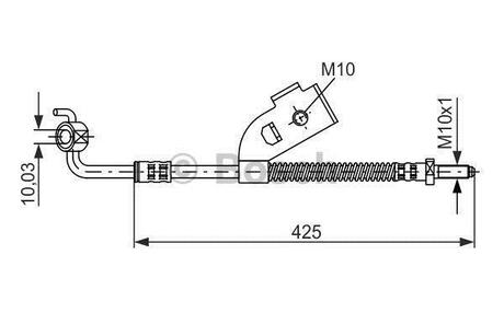 Шланг гальмівний перед. лівий Ford Escort/Orion 90- (425мм))) BOSCH 1 987 476 568
