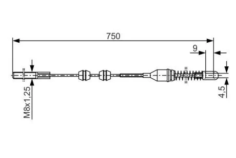 OPEL Трос руч. торм. (з/лев) Vectra 1,4-1,8/1,7D 89- 770мм BOSCH 1987477140