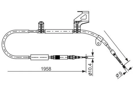 Тормозной трос 1958mm AUDI A6 \'\'RR\'\'97-04 BOSCH 1987477604