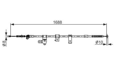 OYOTA Трос ручного тормоза зад. прав. Corola -07 BOSCH 1987482306
