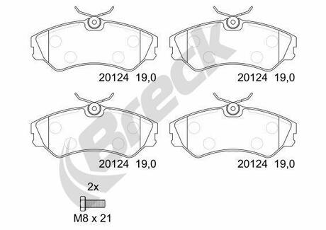 Тормозные колодки, дисковые BRECK 20124 00 701 00