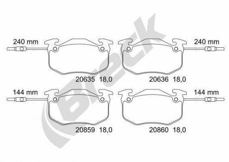 Гальмівні колодки, дискове гальмо (набір) BRECK 206350070210