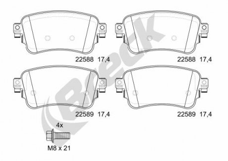 Тормозные колодки, дисковые BRECK 22588 00 703 00